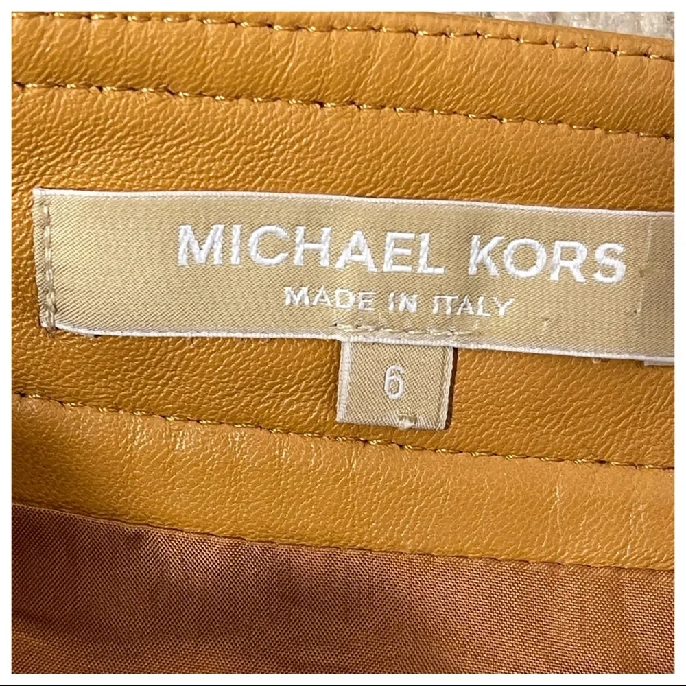 Leather! MICHAEL KORS Flared Leather Mini Skirt